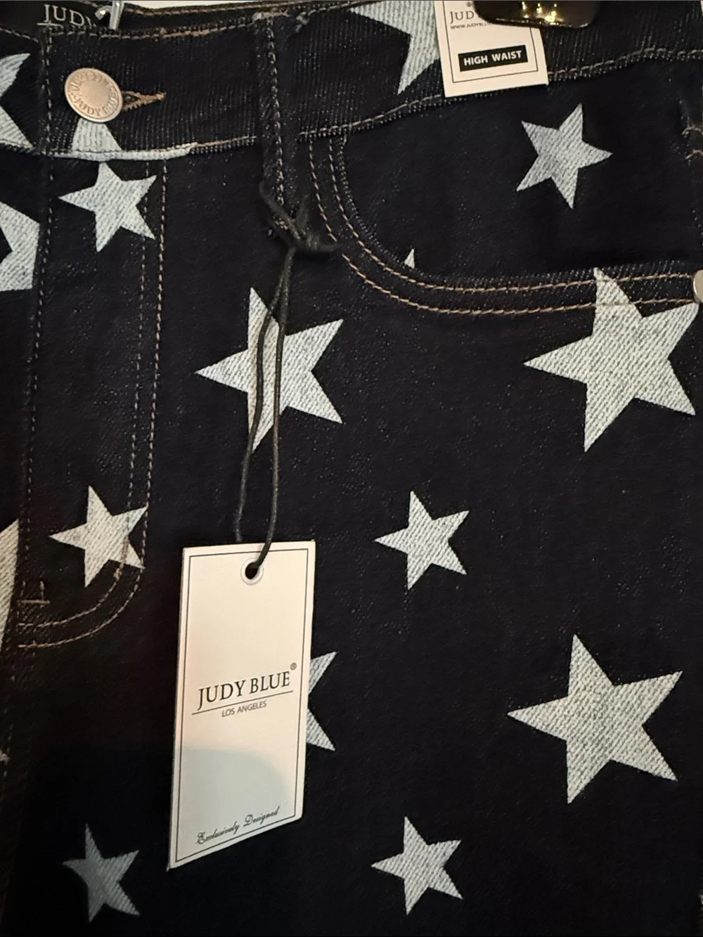 Judy Blue Black Flare Jeans with White Star Print